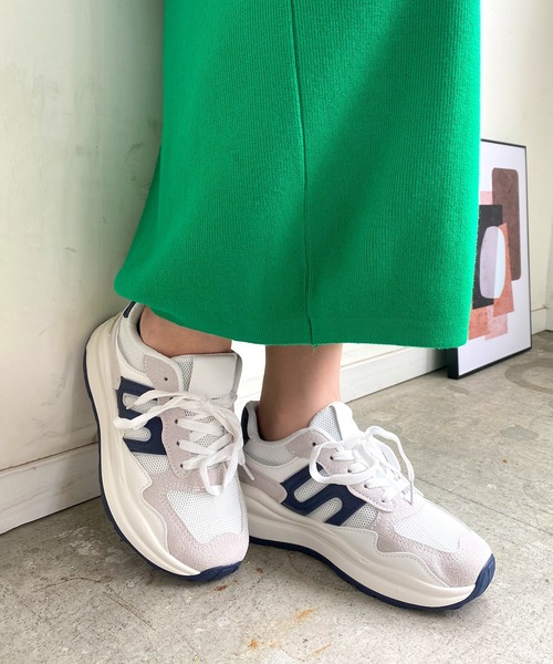 Futier land(フューティアランド)の「カジュアル配色ダッドスニーカー(スニーカー・レディース・ホワイト/グレー/ブルー・40/38/39/35/36/37)」の3枚目の写真