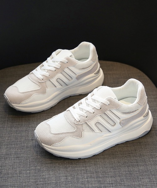 Futier land(フューティアランド)の「カジュアル配色ダッドスニーカー(スニーカー・レディース・ホワイト/グレー/ブルー・40/38/39/35/36/37)」の7枚目の写真