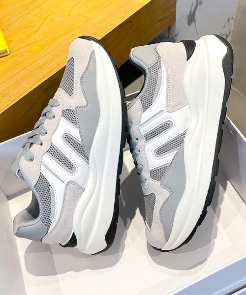 Futier land(フューティアランド)の「カジュアル配色ダッドスニーカー(スニーカー・レディース・ホワイト/グレー/ブルー・40/38/39/35/36/37)」の5枚目の写真