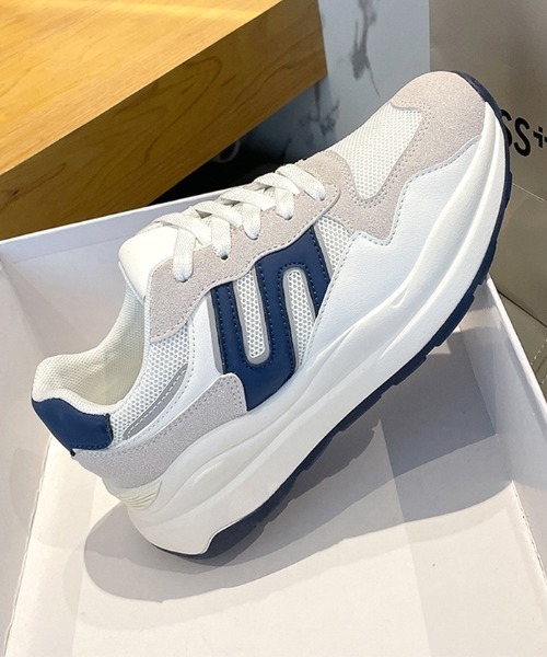 Futier land(フューティアランド)の「カジュアル配色ダッドスニーカー(スニーカー・レディース・ホワイト/グレー/ブルー・40/38/39/35/36/37)」の12枚目の写真