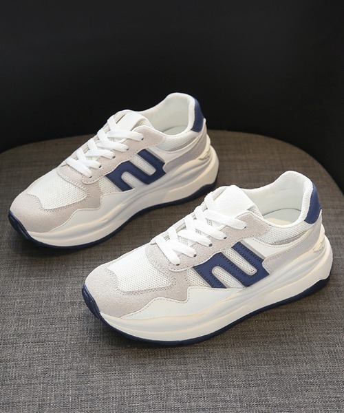 Futier land(フューティアランド)の「カジュアル配色ダッドスニーカー(スニーカー・レディース・ホワイト/グレー/ブルー・40/38/39/35/36/37)」の6枚目の写真