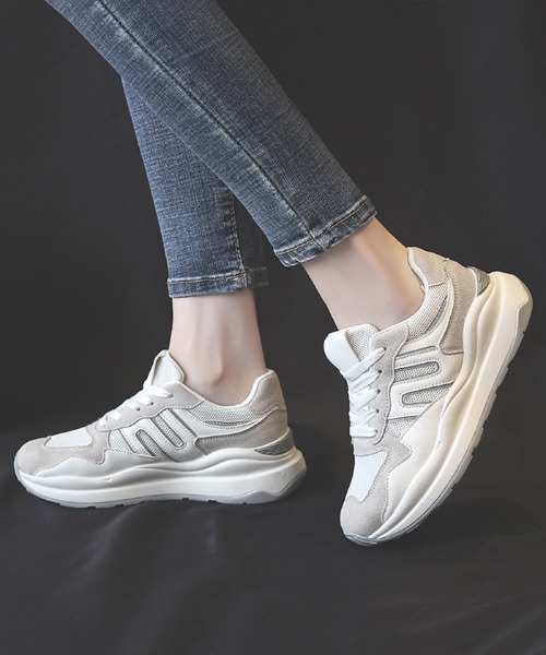 Futier land(フューティアランド)の「カジュアル配色ダッドスニーカー(スニーカー・レディース・ホワイト/グレー/ブルー・40/38/39/35/36/37)」の20枚目の写真