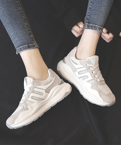 Futier land(フューティアランド)の「カジュアル配色ダッドスニーカー(スニーカー・レディース・ホワイト/グレー/ブルー・40/38/39/35/36/37)」の10枚目の写真