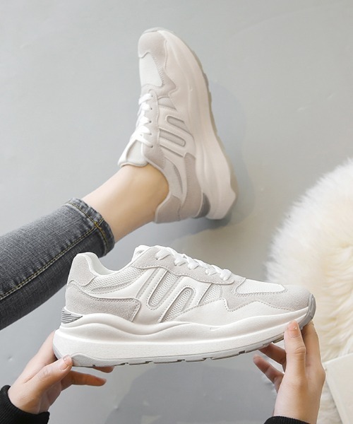 Futier land(フューティアランド)の「カジュアル配色ダッドスニーカー(スニーカー・レディース・ホワイト/グレー/ブルー・40/38/39/35/36/37)」の16枚目の写真