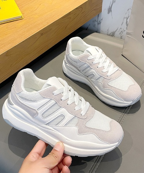 Futier land(フューティアランド)の「カジュアル配色ダッドスニーカー(スニーカー・レディース・ホワイト/グレー/ブルー・40/38/39/35/36/37)」の9枚目の写真