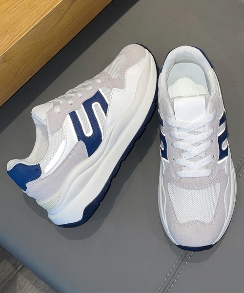 Futier land(フューティアランド)の「カジュアル配色ダッドスニーカー(スニーカー・レディース・ホワイト/グレー/ブルー・40/38/39/35/36/37)」の19枚目の写真