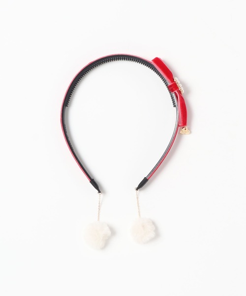 KP DECO（ケーピーデコ）の「ファー梵天付きグログランとベルベットリボンのカチューシャ（カチューシャ・キッズ・レッド/ラベンダー/ブルー系その他・FREE）」の3枚目の写真
