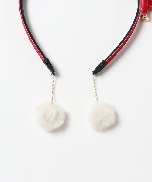 KP DECO（ケーピーデコ）の「ファー梵天付きグログランとベルベットリボンのカチューシャ（カチューシャ・キッズ・レッド/ラベンダー/ブルー系その他・FREE）」の6枚目の写真