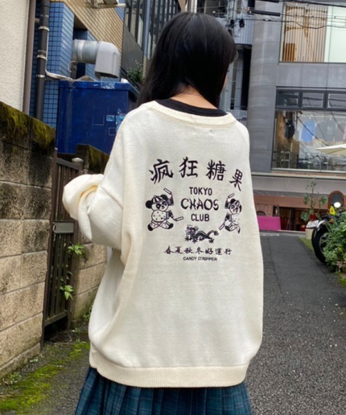 Candy Stripper（キャンディストリッパー）の「TOKYO CHAOS CLUB ニット（ニット/セーター・レディース・ヘザーグレー/ブラック/アイボリー・2）」の2枚目の写真