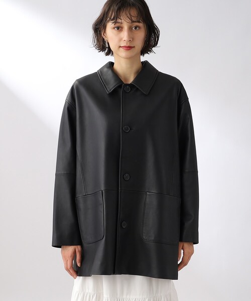 THE SHOP TK (ザ ショップ ティーケー )の「◆ラムレザーカーコート(ライダースジャケット・レディース・ブラック・11/12/13)」の3枚目の写真