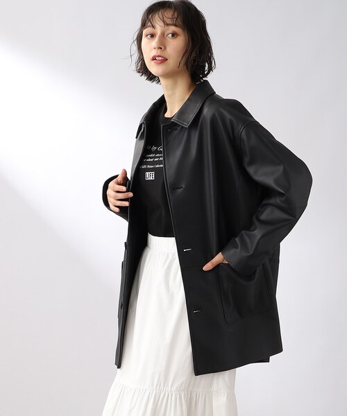 THE SHOP TK (ザ ショップ ティーケー )の「◆ラムレザーカーコート(ライダースジャケット・レディース・ブラック・11/12/13)」の10枚目の写真