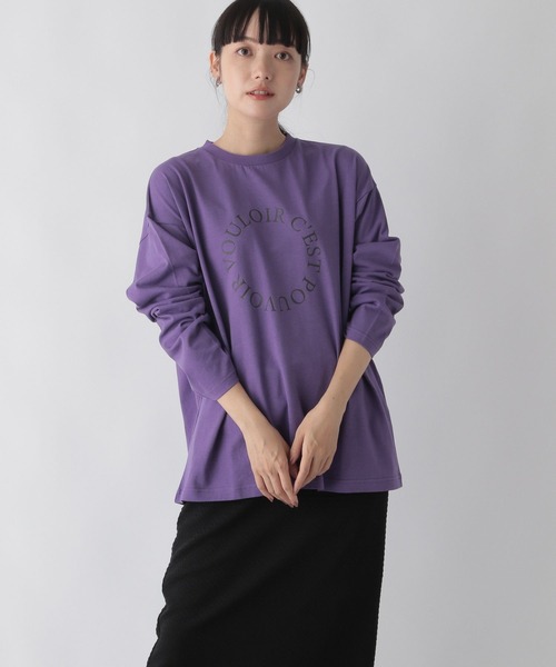 LOWRYS FARM(ローリーズファーム)の「プリントロゴTシャツ 295878(Tシャツ/カットソー・レディース・ホワイト/パープル/グレー/アイボリー/その他・FREE)」の1枚目の写真