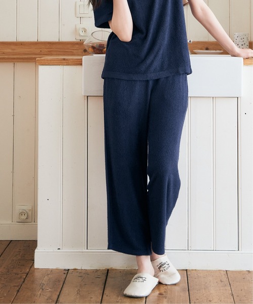 sleeping.com（スリーピングドットコム）の「オリジナルの香り付き素材 レディス・ゆるふわダブルパイルカットソーロングパンツ（ルームウェア/パジャマ・レディース・ネイビー/ベージュ/オリーブ・ﾌﾘ-）」の3枚目の写真