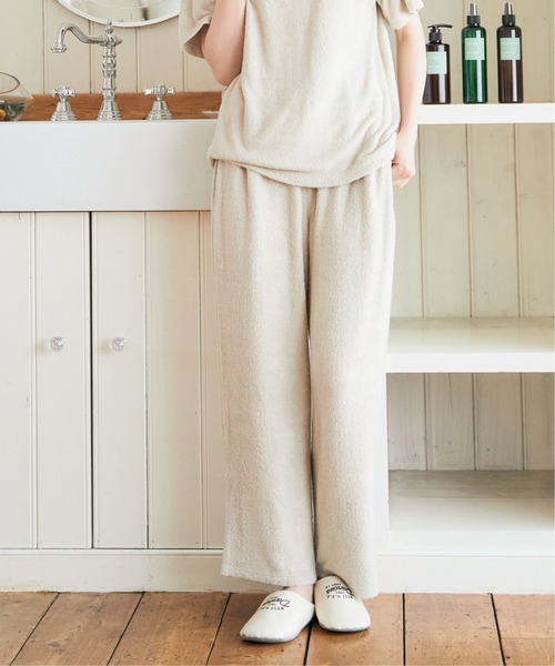 sleeping.com（スリーピングドットコム）の「オリジナルの香り付き素材 レディス・ゆるふわダブルパイルカットソーロングパンツ（ルームウェア/パジャマ・レディース・ネイビー/ベージュ/オリーブ・ﾌﾘ-）」の4枚目の写真