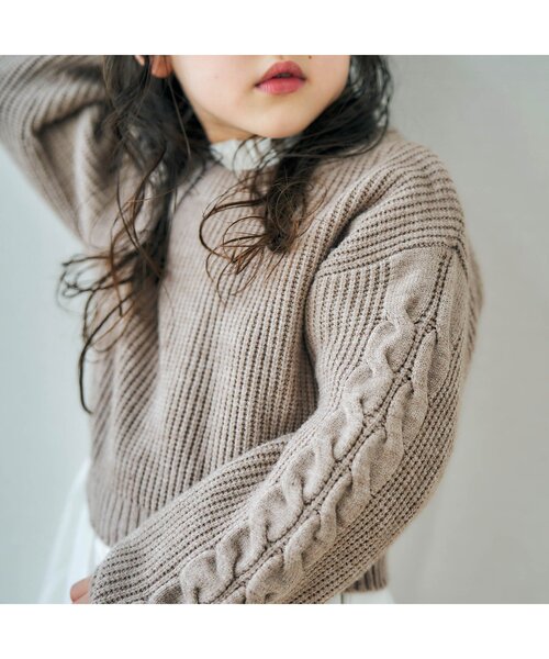 apres les cours(アプレレクール)の「ニット&ワンピースセット(ワンピース・キッズ・ブラウン/ストライプ・110/120/100/90/140/130/80)」の3枚目の写真