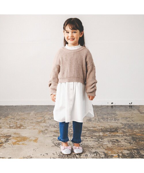 apres les cours(アプレレクール)の「ニット&ワンピースセット(ワンピース・キッズ・ブラウン/ストライプ・110/120/100/90/140/130/80)」の7枚目の写真