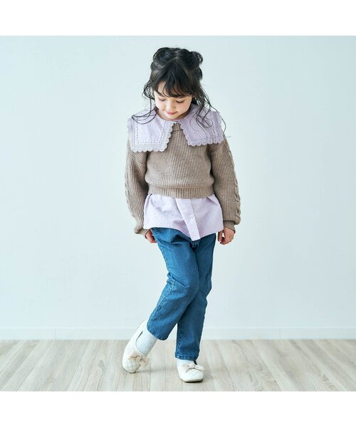 apres les cours(アプレレクール)の「ニット&ワンピースセット(ワンピース・キッズ・ブラウン/ストライプ・110/120/100/90/140/130/80)」の8枚目の写真