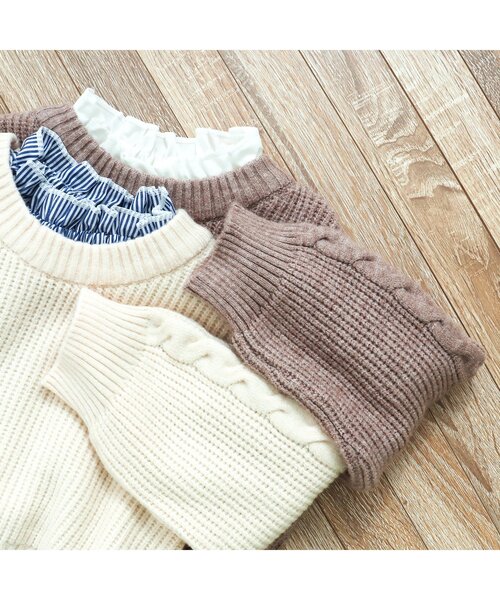 apres les cours(アプレレクール)の「ニット&ワンピースセット(ワンピース・キッズ・ブラウン/ストライプ・110/120/100/90/140/130/80)」の11枚目の写真