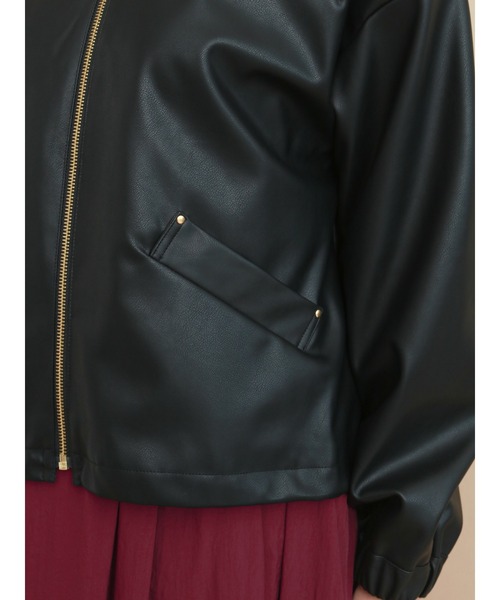 Te chichi（テチチ）の「フェイクレザーノーカラーブルゾン（ブルゾン・レディース・ブラック/グレー・ﾌﾘ-）」の8枚目の写真