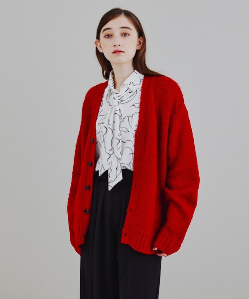 tk.TAKEO KIKUCHI（ティーケータケオキクチ）の「◆シャギーカラーニット アソートカーディガン（カーディガン/ボレロ・レディース・ブラック/イエロー/ブルー/グリーン/ホワイト系3/ブラック系3/ブラック系4/ダークブラウン系3/ダークブラウン系4/ブラウン系1/サックスブルー系1/パープル系/パープル系2/レッド系1・66）」の14枚目の写真