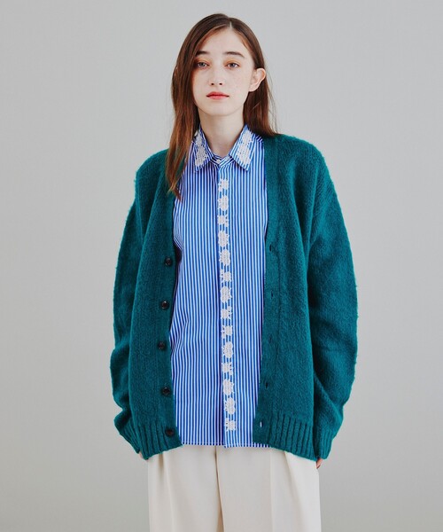 tk.TAKEO KIKUCHI（ティーケータケオキクチ）の「◆シャギーカラーニット アソートカーディガン（カーディガン/ボレロ・レディース・ブラック/イエロー/ブルー/グリーン/ホワイト系3/ブラック系3/ブラック系4/ダークブラウン系3/ダークブラウン系4/ブラウン系1/サックスブルー系1/パープル系/パープル系2/レッド系1・66）」の8枚目の写真