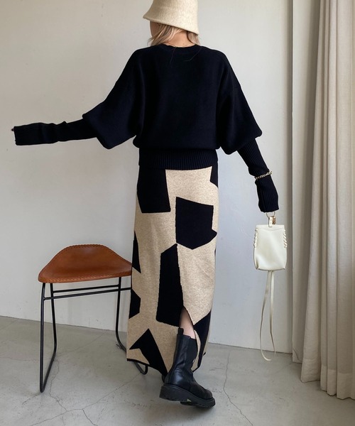 CAPRICIEUX LE'MAGE（カプリシューレマージュ）の「キカ柄ニットスカート（スカート・レディース・ベージュ/グレー・FREE）」の20枚目の写真