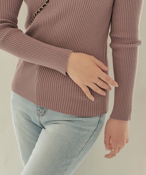 CHAN ME（チャンミ）の「ハイネックリブニット（ニット/セーター・レディース・ピンク/ブルー/ブラウン/ブラック/ベージュ/ライトグレー/アイボリー/ワイン/グリーン/ネイビー・X-LARGE/MEDIUM/LARGE/XX-LARGE）」の13枚目の写真