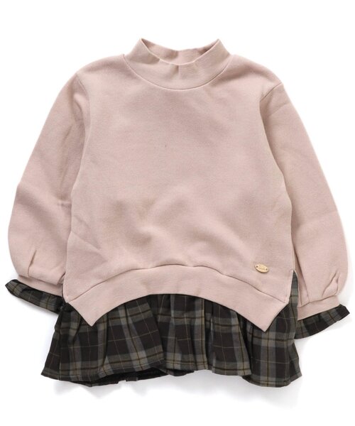 Seraph（セラフ）の「レイヤードフリルトレーナー（スウェット・キッズ・ブラック/ピンク/アイボリー・140/80/90/100/95/110/120/130）」の3枚目の写真