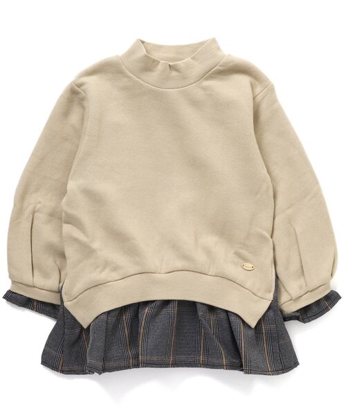 Seraph（セラフ）の「レイヤードフリルトレーナー（スウェット・キッズ・ブラック/ピンク/アイボリー・140/80/90/100/95/110/120/130）」の2枚目の写真