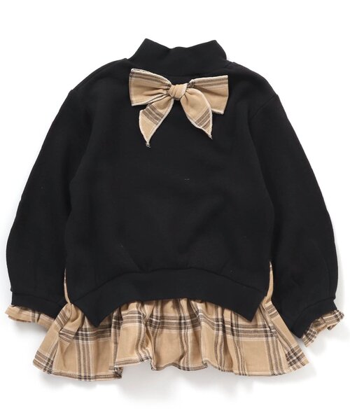 Seraph（セラフ）の「レイヤードフリルトレーナー（スウェット・キッズ・ブラック/ピンク/アイボリー・140/80/90/100/95/110/120/130）」の5枚目の写真