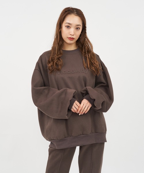 SPIRALGIRL（スパイラルガール）の「エンボスビッグスウェットセットアップ（ワンピース・レディース・ホワイト/ブラウン/グレー・FREE）」の15枚目の写真