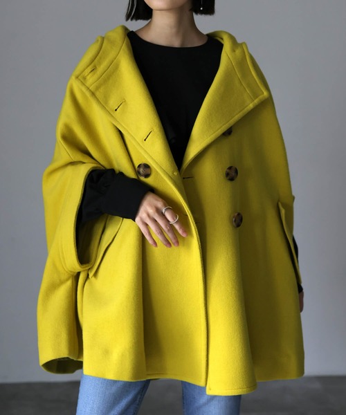 HERENCIA（ヘレンチア）の「フーディ ケープ ダブル コート（ポンチョ