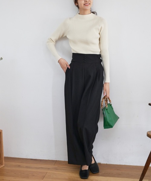 FREE'S MART（フリーズマート）の「[低身長サイズ/Sシリーズ]サイドベルトタックワイドパンツ（その他パンツ・レディース・イエロー/ベージュ/ブラック・MEDIUM/SMALL/X-SMALL）」の6枚目の写真