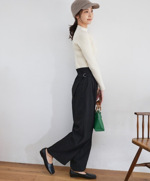 FREE'S MART（フリーズマート）の「[低身長サイズ/Sシリーズ]サイドベルトタックワイドパンツ（その他パンツ・レディース・イエロー/ベージュ/ブラック・MEDIUM/SMALL/X-SMALL）」の7枚目の写真