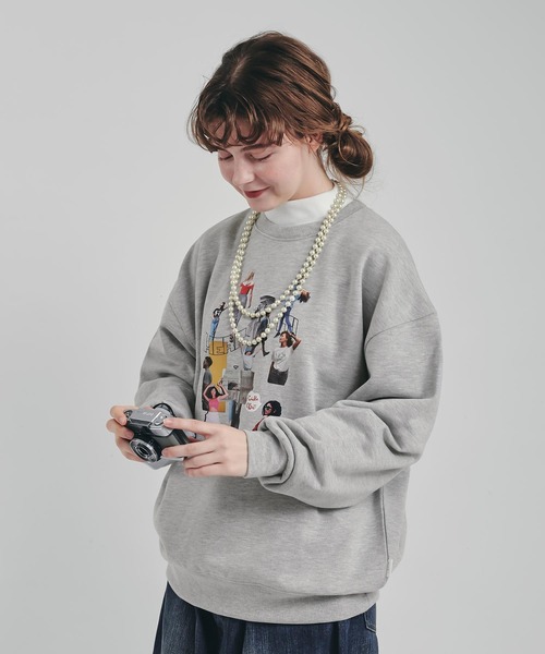 MUHET（ミュエータ）の「コラージュプリントスウェット（スウェット・レディース・杢グレー/ブラウン・MEDIUM/X-LARGE）」の6枚目の写真