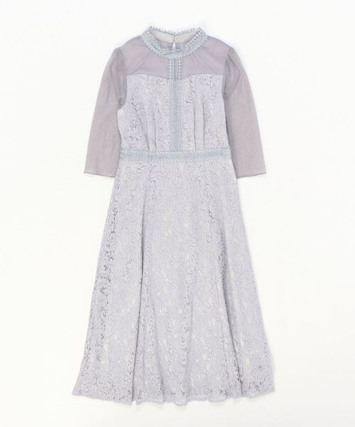 LAISSE PASSE（レッセパッセ）の「《お呼ばれドレス》スタンドカラーレースナロードレス（ドレス・レディース・ライトグレー/ネイビー・MEDIUM/SMALL）」の5枚目の写真