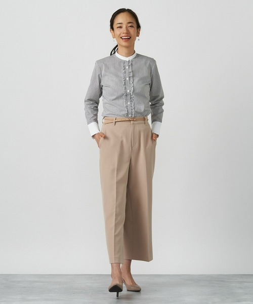 TOKYO SHIRTS（トウキョウシャツ）の「ベーシックワイドパンツ（スラックス・レディース・ベージュ/ネイビー・M/L）」の3枚目の写真