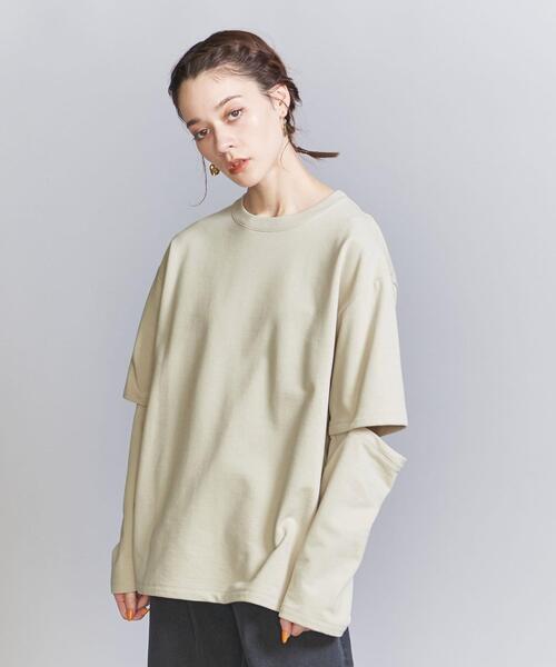 BEAUTY&YOUTH UNITED ARROWS（ビューティーアンドユースユナイテッドアローズ）の「コットン裏毛 カットアウトスリーブ プルオーバー（Tシャツ/カットソー・レディース・ブラック/ベージュ/ダークグレー・FREE）」の3枚目の写真