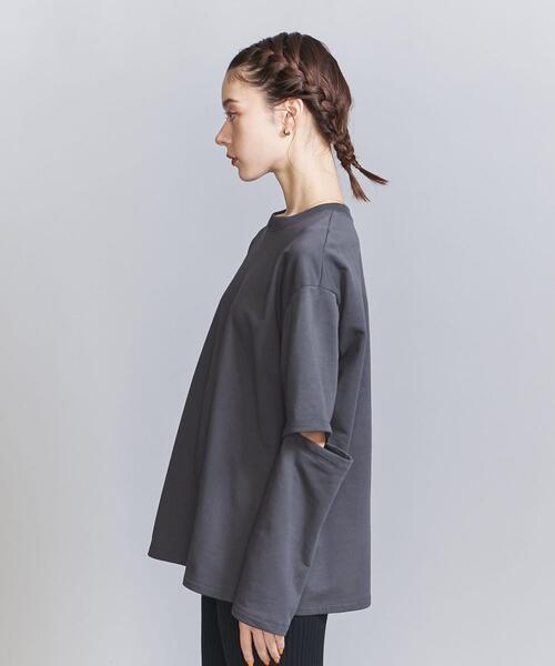 BEAUTY&YOUTH UNITED ARROWS（ビューティーアンドユースユナイテッドアローズ）の「コットン裏毛 カットアウトスリーブ プルオーバー（Tシャツ/カットソー・レディース・ブラック/ベージュ/ダークグレー・FREE）」の5枚目の写真