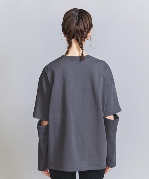 BEAUTY&YOUTH UNITED ARROWS（ビューティーアンドユースユナイテッドアローズ）の「コットン裏毛 カットアウトスリーブ プルオーバー（Tシャツ/カットソー・レディース・ブラック/ベージュ/ダークグレー・FREE）」の6枚目の写真