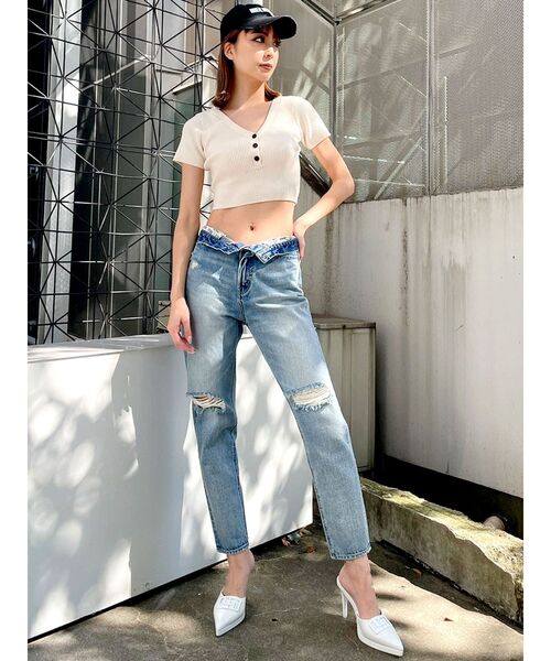 GYDA（ジェイダ）の「ヘンリーハーフスリーブ リブニットトップス（ニット/セーター・レディース・ピンク/アイボリー/オレンジ系その他3・FREE）」の12枚目の写真