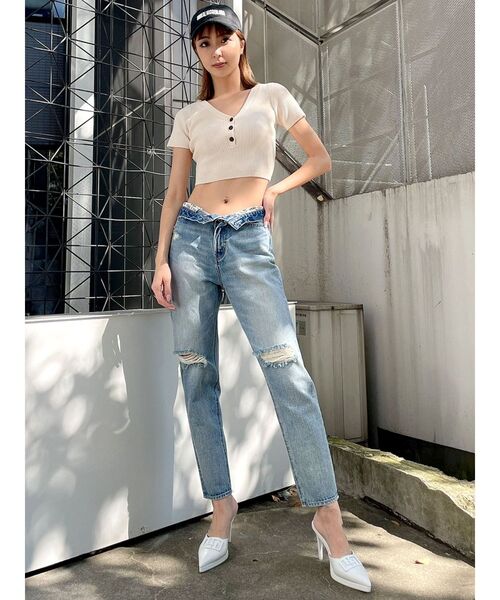 GYDA（ジェイダ）の「ヘンリーハーフスリーブ リブニットトップス（ニット/セーター・レディース・ピンク/アイボリー/オレンジ系その他3・FREE）」の13枚目の写真