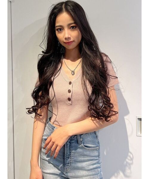 GYDA（ジェイダ）の「ヘンリーハーフスリーブ リブニットトップス（ニット/セーター・レディース・ピンク/アイボリー/オレンジ系その他3・FREE）」の16枚目の写真