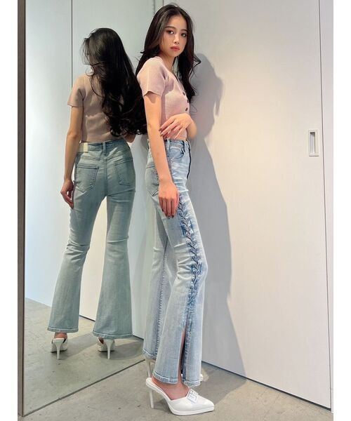 GYDA（ジェイダ）の「ヘンリーハーフスリーブ リブニットトップス（ニット/セーター・レディース・ピンク/アイボリー/オレンジ系その他3・FREE）」の18枚目の写真