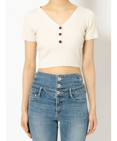 GYDA（ジェイダ）の「ヘンリーハーフスリーブ リブニットトップス（ニット/セーター・レディース・ピンク/アイボリー/オレンジ系その他3・FREE）」の21枚目の写真