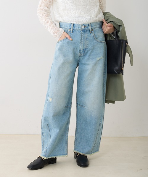 PUAL CE CIN（ピュアルセシン）の「ワイドカーブデニムパンツ（デニムパンツ・レディース・サックスブルー/ブルー・FREE）」の12枚目の写真