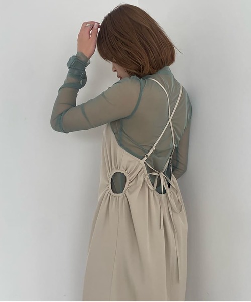 FREE'S MART（フリーズマート）の「◇シースルーハイネックカットソー（Tシャツ/カットソー・レディース・グリーン/ブラック/ホワイト・FREE）」の4枚目の写真