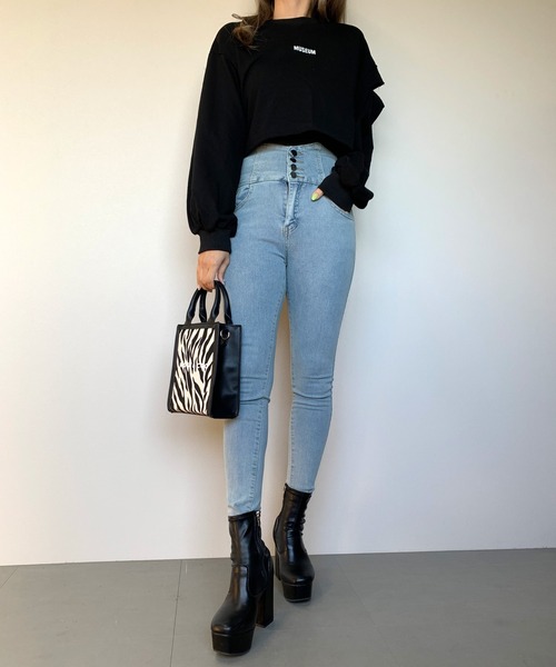 non-hedge(ノンヘッジ)の「ハイウエストボタンスキニーパンツ(デニムパンツ・レディース・グレー/ブラック/ライトブルー・SS/L/M/S)」の16枚目の写真