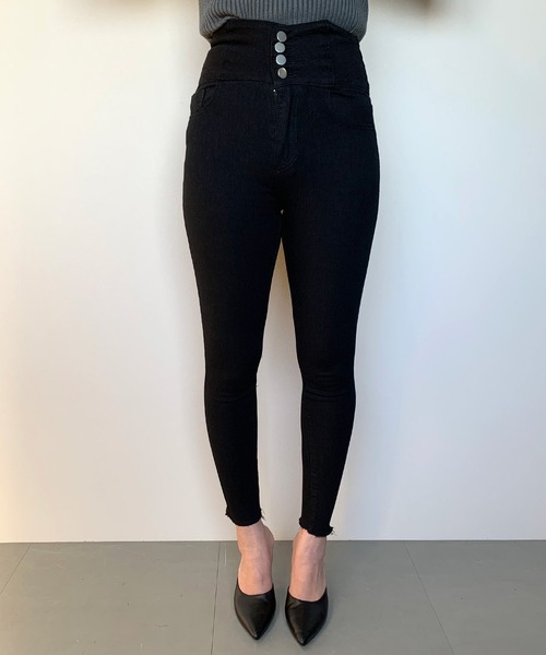 non-hedge(ノンヘッジ)の「ハイウエストボタンスキニーパンツ(デニムパンツ・レディース・グレー/ブラック/ライトブルー・SS/L/M/S)」の21枚目の写真