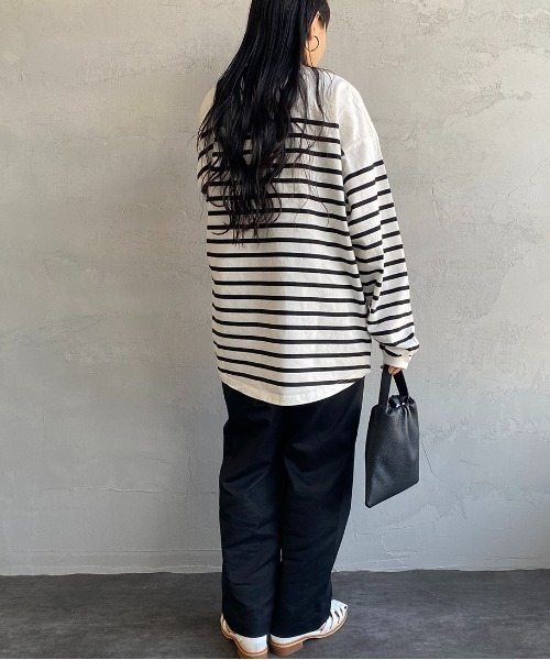 THE SHINZONE（ザ　シンゾーン）の「[THE SHINZONE/ザ シンゾーン] パネルボーダーカットソー（Tシャツ/カットソー・レディース・ホワイト/ブラック・0）」の8枚目の写真
